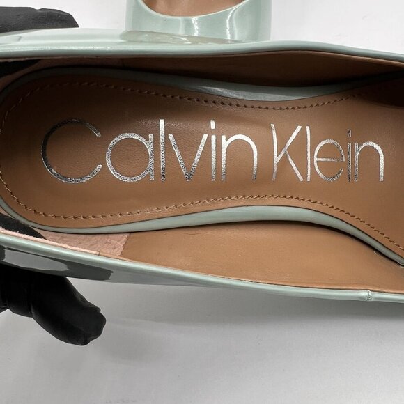 Calvin Klein Gayle Womens 7 Patent Leather Aqua Pointed Toe Dress Pump Timeless - Picture 15 of 16